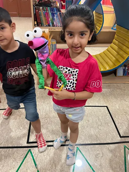 Another fantastic puppet ready for the show. I love seeing the unique personalities the children give to their creations.