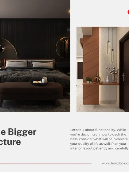 From our blog on cohesive design, this image shows a dark, moody bedroom, demonstrating how a designer considers the bigger picture of functionality and ambiance, not just individual furniture pieces.