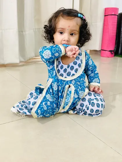 My daughter looking adorable in her ethnic wear.