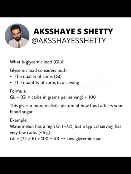 What is Glycemic Load (GL)? It considers both the quality (GI) and the quantity of carbs in a serving. This gives a much more realistic picture of how a food actually affects your blood sugar.