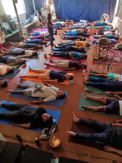 A room full of business owners from BNI Bangalore experiencing a collective sound bath. It is powerful to see so many busy minds surrender to the healing vibrations and find a moment of complete stillness together.