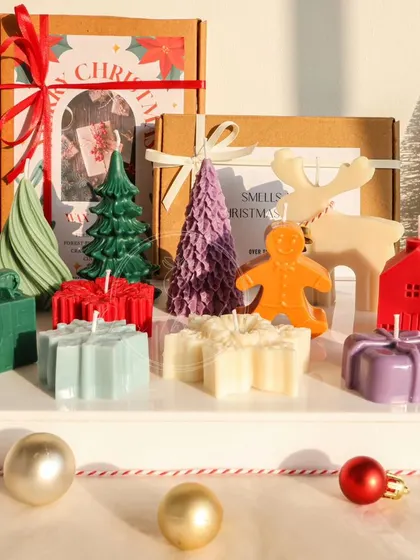 My Christmas collection displayed with festive gift boxes. These pieces are perfect for gifting or creating your own holiday vignettes.