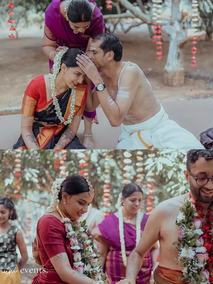A collage capturing the intimate and emotional moments of the wedding ceremony.