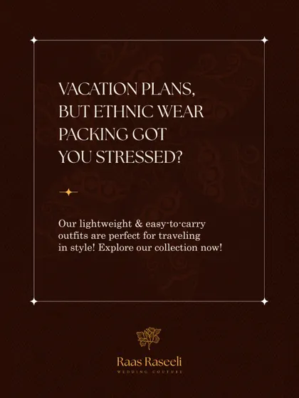 Stressed about packing heavy ethnic wear for a destination wedding or vacation? Our collection includes lightweight and easy-to-carry outfits that are perfect for traveling in style.