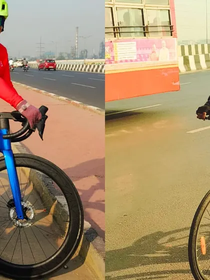 Two female riders in action, showcasing their skill and passion for cycling.