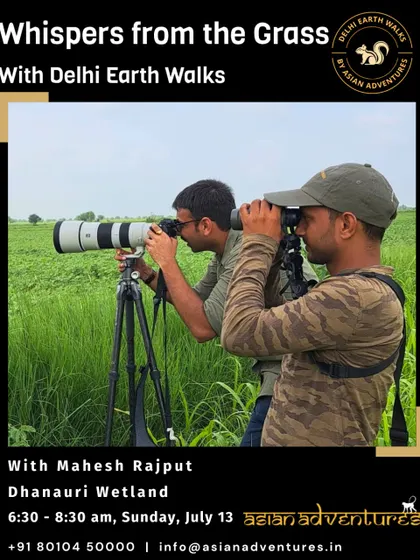 Our naturalist Mahesh Rajput, ready to guide a walk at Dhanauri Wetland. With roots in the birding paradise of Bharatpur, Mahesh brings a deep understanding of wetland ecosystems to every tour.