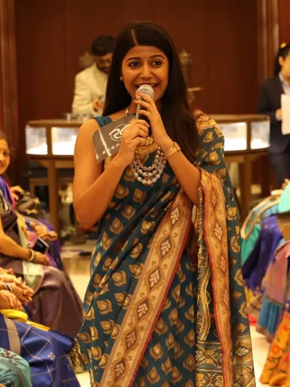 I love raiding my mom's closet for beautiful sarees. This traditional look is perfect for cultural events or family functions.