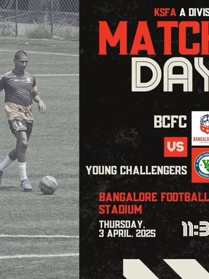 Matchday alert for our game against Young Challengers FC.