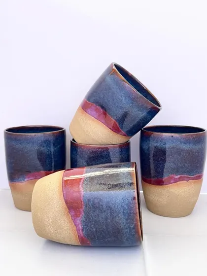 A collection of my Celestial Dunes grip mugs, showing how they look as a set.
