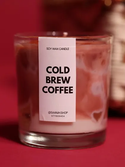 I collaborate with Saanjh Shop to include their beautiful soy wax candles, like this Cold Brew Coffee one, in my Christmas hampers.