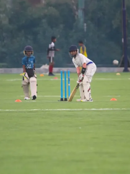 Two of our youngest players taking guard during a U10 practice match. It's all about getting the basics right from an early age.