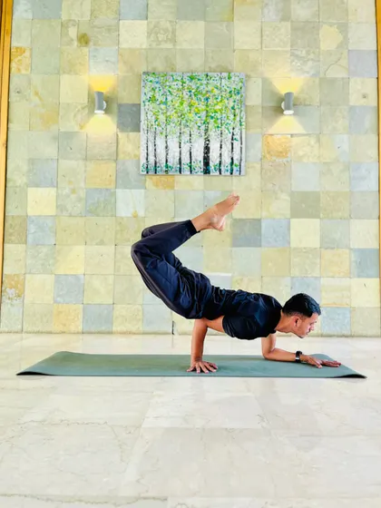 Ready for the next challenge. This is a variation of Mayurasana that requires even more core engagement and balance.