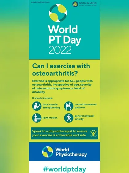 For people with Osteoarthritis, exercise is appropriate regardless of age or severity. I can advise on the best program for you.