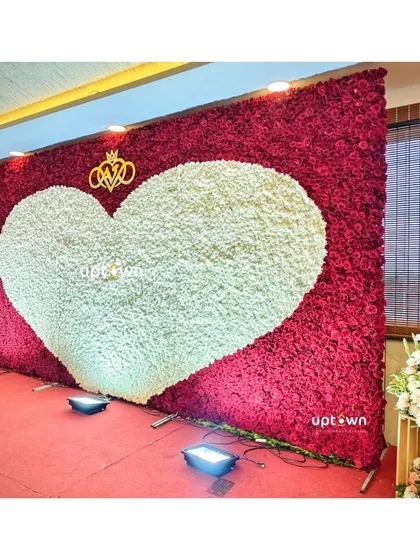 Another angle of the floral heart backdrop.