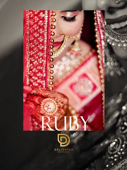 A graphic and modern take on a bridal portrait. The use of text and a color-block effect over a black and white image makes this a unique and stylish shot.