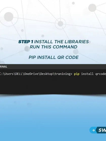 Step 1 of the QR code tutorial: Installing the necessary library. A simple 'pip install qrcode' command in your terminal is all it takes to begin.
