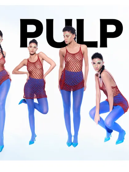 Another layout from the Pulp Magazine editorial, showcasing a series of poses against a clean white background.