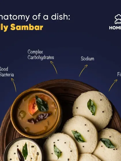Anatomy of a dish: Idly Sambar. A South Indian classic that's light and healthy. The idlis provide complex carbohydrates, while the sambar and fermentation process offer fiber and good bacteria for gut health.