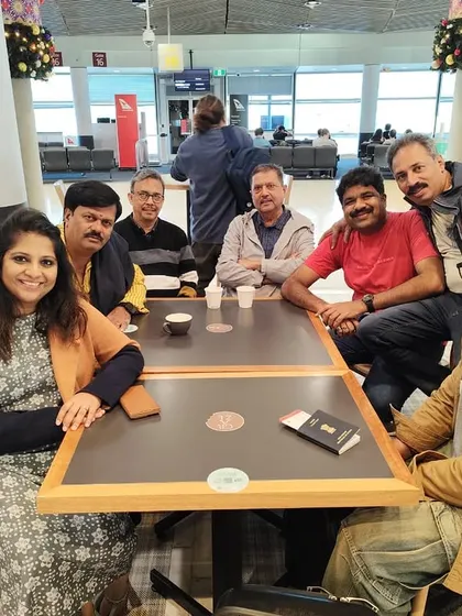 A group photo with the team at the Brisbane airport. We were traveling from Brisbane to Melbourne for the next leg of our show.