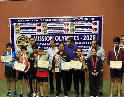 A group photo of all the winners from the Mission Olympics league.