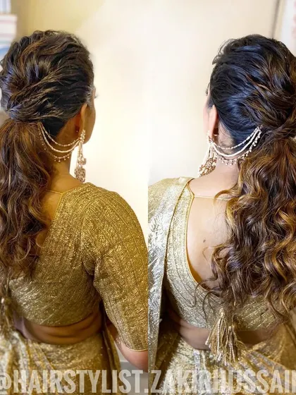 A collage showing the wet-look ponytail from different angles, highlighting its unique texture and sleek finish.