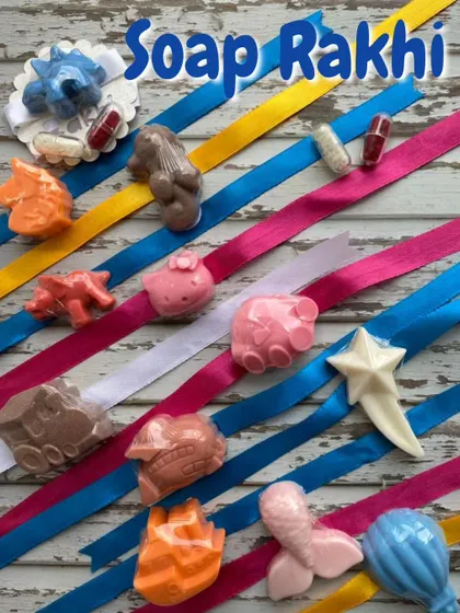 For Raksha Bandhan, I offer these fun "Soap Rakhis" for kids. After the celebration, they can be used as a hand soap!