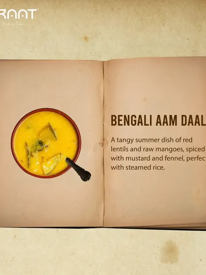 From our recipe book, the Bengali Aam Dal is a tangy summer dish of red lentils and raw mangoes, spiced with mustard and fennel.