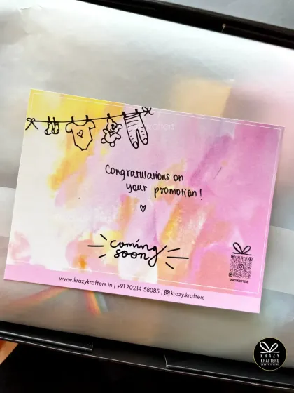 A simple and sweet "Congratulations on your promotion!" card, perfect for announcing a pregnancy to family and friends in a heartfelt way.