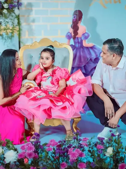 A quiet moment for the birthday princess and her parents. We design our spaces to not only look grand but also to create opportunities for sweet, intimate family memories.