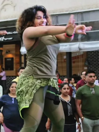 A candid action shot from an event. This is me in my happy place, moving and grooving.
