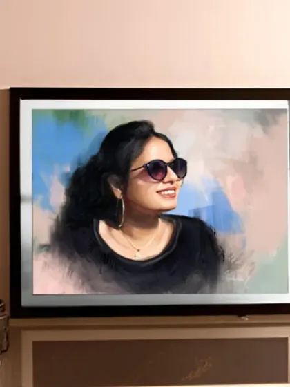 This is a mockup showing how a custom portrait can look when framed and placed on a tabletop. It’s a beautiful way to keep a cherished memory visible in your everyday life.