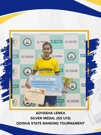 Another look at Adyasha Lenka with her silver medal from the Odisha State Ranking Tournament. We are proud of her consistent hard work and the guidance from our coaching team.