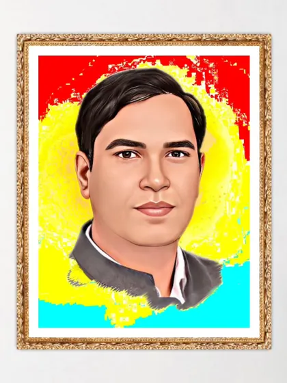 Another mockup of the framed digital portrait, showing how it would look as a statement piece on a wall.