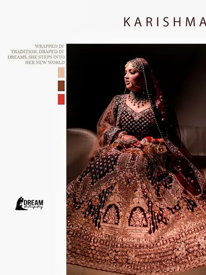 A beautiful portrait of bride Karishma, showcasing her elegant gown and the story of her transformation into a bride.