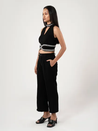 A clean, full-length e-commerce shot. This provides a clear and complete view of the outfit for online shoppers.