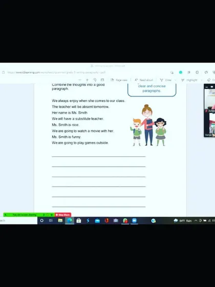 We use shared documents for English writing exercises. Here, a student is learning to combine sentences into a good paragraph, and I can provide immediate feedback on the screen.