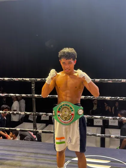 Another shot of our new WBC World Youth Champion, soaking in the victory.