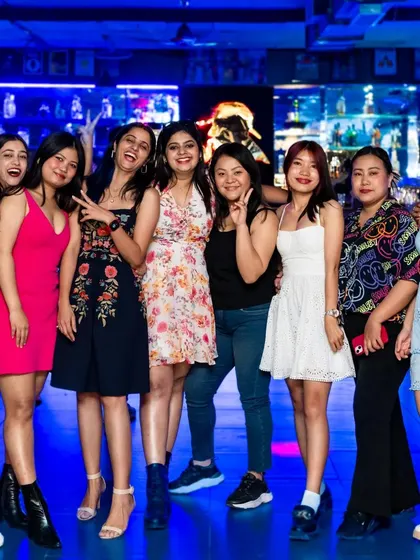 A big group of ladies having the time of their lives. My pub is a popular choice for girls' night out.