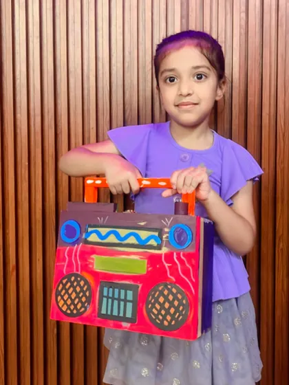 Another fantastic pop art boombox, this one in bright red and purple.