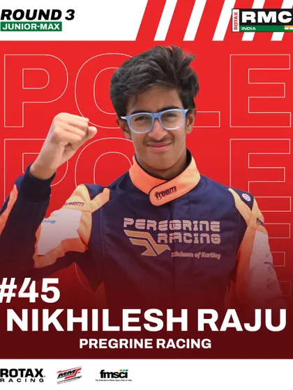 Nikhilesh Raju secures pole position in the Junior Max class at Round 3.