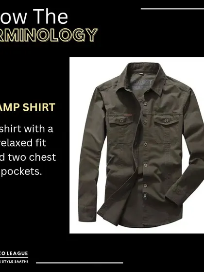 Know Your Terminology: The Camp Shirt. With its relaxed fit, flat collar, and chest pockets, the camp shirt is the epitome of effortless summer style, perfect for warm weather and casual outings.