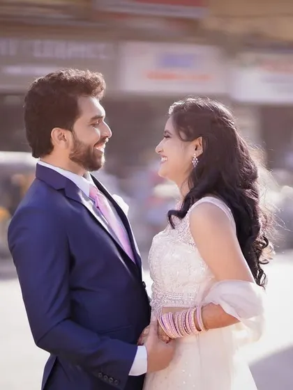 An urban pre-wedding shoot that captures the couple's love amidst the hustle and bustle of the city. Their happy expressions show that they are each other's calm in the chaos.
