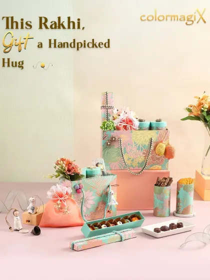 This Rakhi, we help you gift a handpicked hug. Our luxury hampers are thoughtfully curated with sweets, chocolates, and elegant rakhis to celebrate the beautiful bond of siblinghood in style.