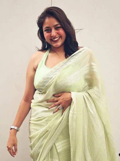 Desi girl mode activated. I love wearing sarees for wedding events, and this light green one felt so fresh and elegant for a day function.