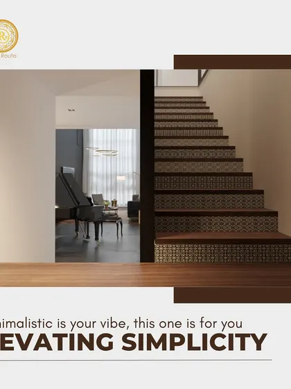 Elevating simplicity. For those with a minimalist vibe, this staircase design combines clean lines, wooden steps, and patterned risers for a look that is understated yet sophisticated.