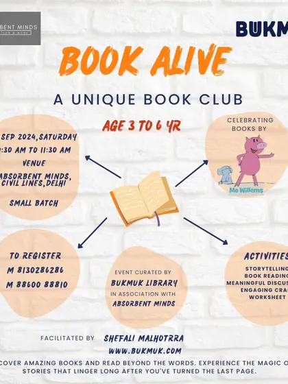 Announcing 'Book Alive', a unique book club I facilitate for little ones aged 3 to 6. In this session, we celebrated the wonderful books of Mo Willems through storytelling, book reading, and an engaging craft worksheet.