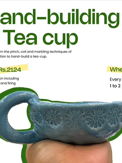 Come and hand-build your own teacup. In this session, we use pinch and coil techniques, which are fundamental pottery skills and a lot of fun.