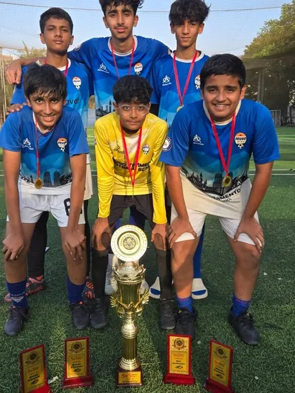 Our victorious U-15 team after winning trophies in 4 out of 5 age categories in a recent tournament.