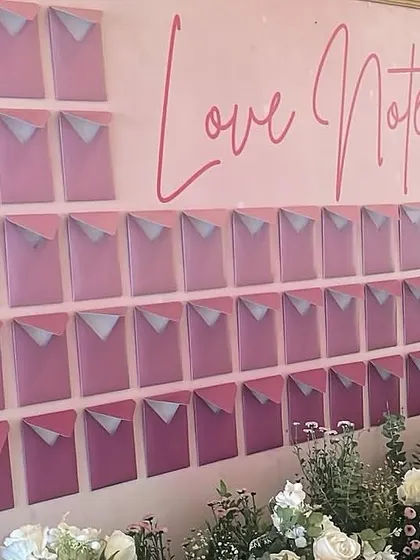 A "Love Notes" wall we created for a pre-wedding party. Guests were invited to write messages for the couple and place them in the envelopes, creating a beautiful collection of wishes.