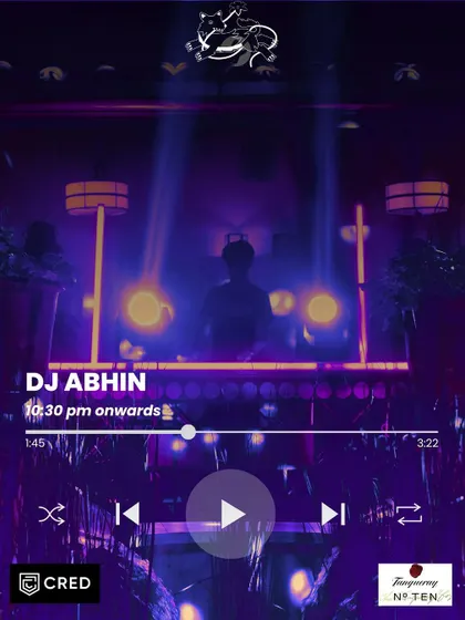The stage is set for our resident DJ Abhin to take over after the live performance. The transition from live music to a disco house set keeps the energy flowing all night.